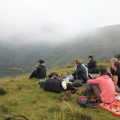 Mount Bisoke stands at 3,711 meters